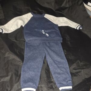 Blue & Gray Kids Sweatshirt and Jogger Set